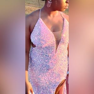 Pink prom dress With sequins size medium